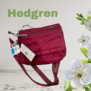 NWT~Hedgren Burgundy Nylon Crossbody Bag with Silver Hardware